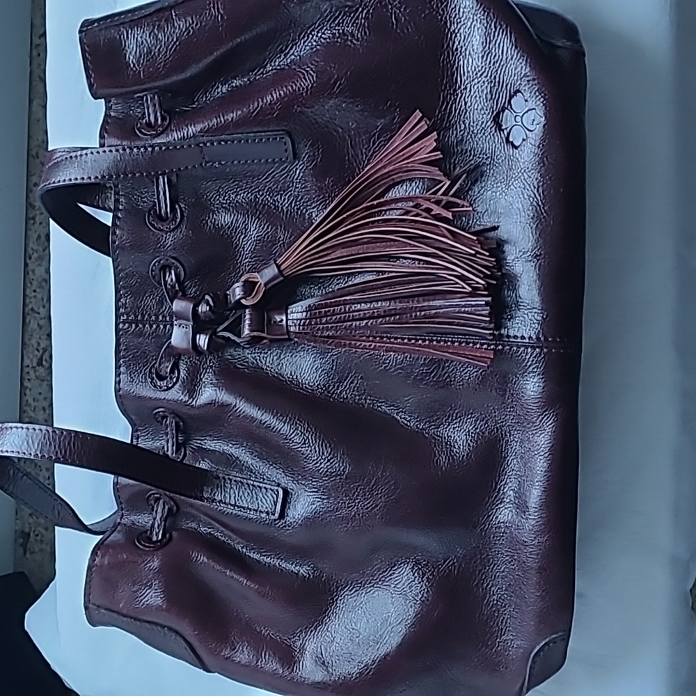 Patricia Nash Dark Cherry Leather Tote